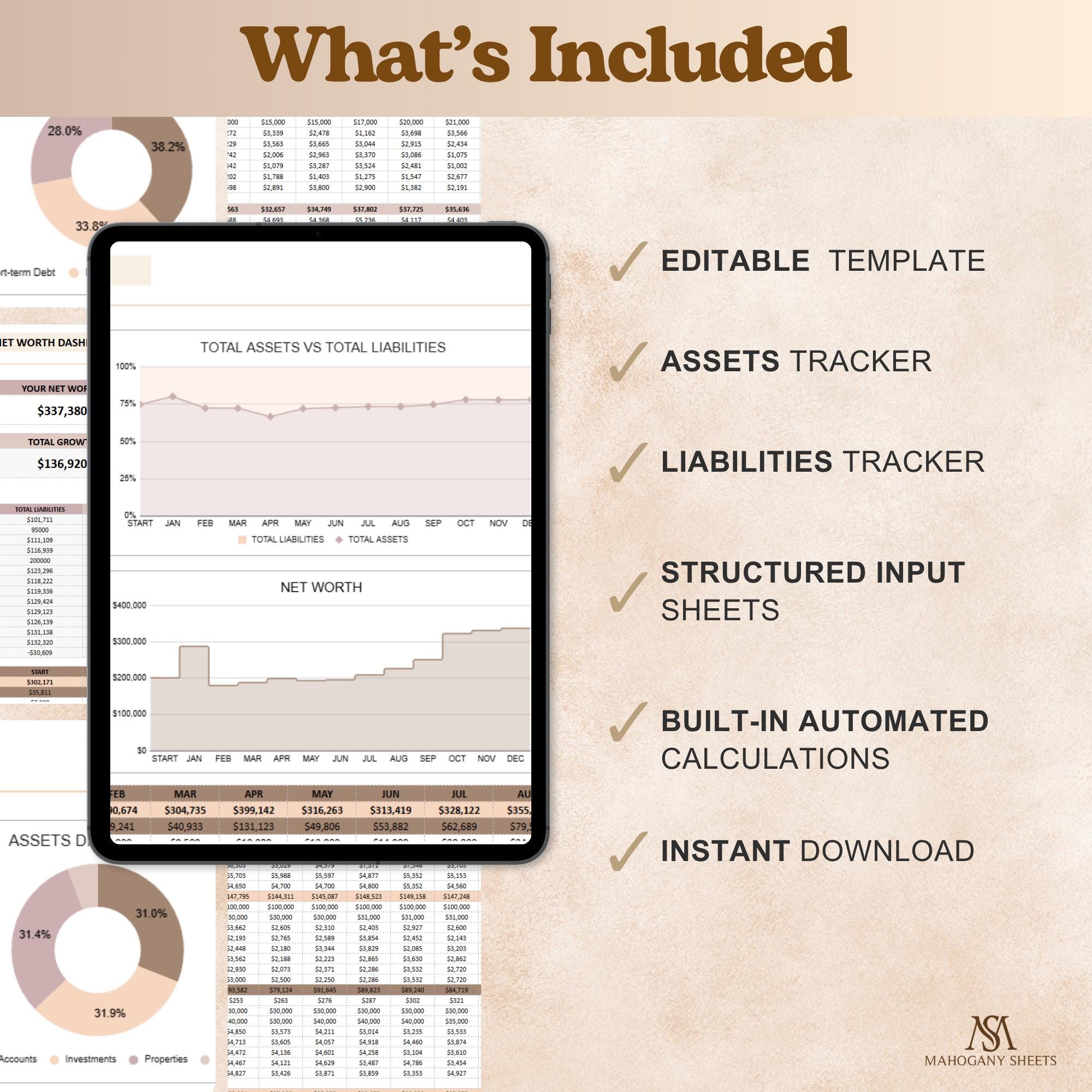 Net Worth Tracker Spreadsheet Excel Google Sheets Net Worth Calculator ...