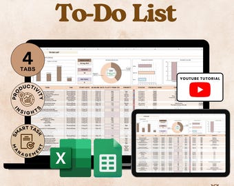 Task Tracker Spreadsheet for Excel & Google Sheets Productivity Dashboard Task Manager Workflow Planner Daily Planner