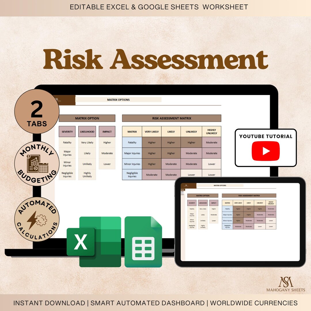customizable risk assessment matrix excel template |... Risk Assessment Matrix Excel Google Sheets Risk Register Template ...