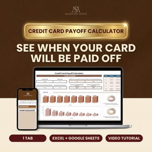 Kreditkortsavbetalningskalkylator för Google Sheets och Excel, kalkylblad för skuldräntor, betalningsplanerare
