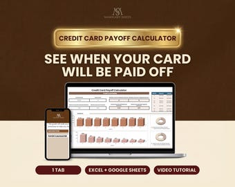 Credit Card Payoff Calculator for Google Sheets and Excel, Debt Interest Spreadsheet, Payment Planner