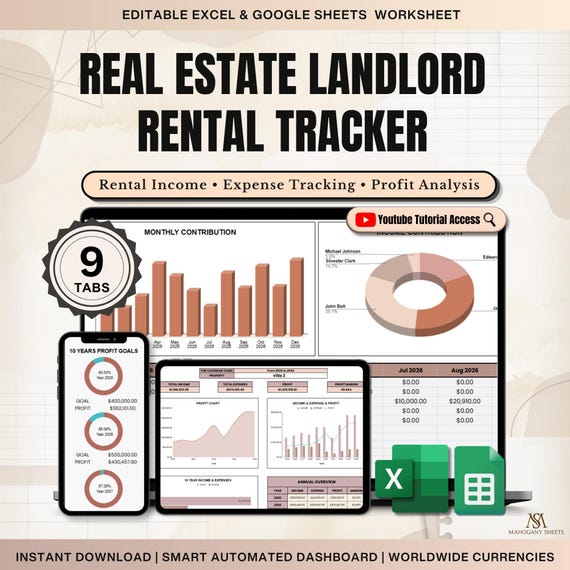 Landlord Spreadsheet Google Sheets Excel Rental Income Sheet Tracker Multi Unit Rentals Bookkeeping House Rent Ledger Tenant Payment Log