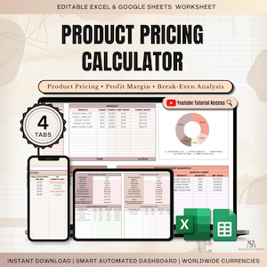 Pricing Calculator Google Sheets Excel Profit Margin Spreadsheet Log Craft Pricing Maker Tool Cost Breakdown Sales Taxes Tracker Gift