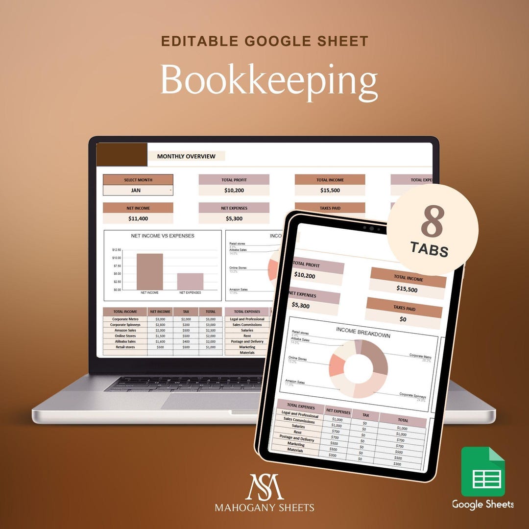 Small Business Bookkeeping Spreadsheet Google Sheets Income Expense ...