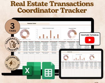 Real Estate Transaction Management Spreadsheet Excel Google Sheets Pipeline Tracker Coordinator Dashboard Deal Tracking System