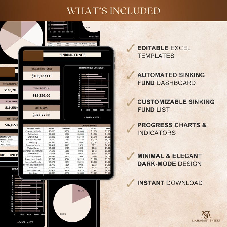 Savings Tracker Spreadsheet Excel Dark Mode Sinking Funds Savings ...