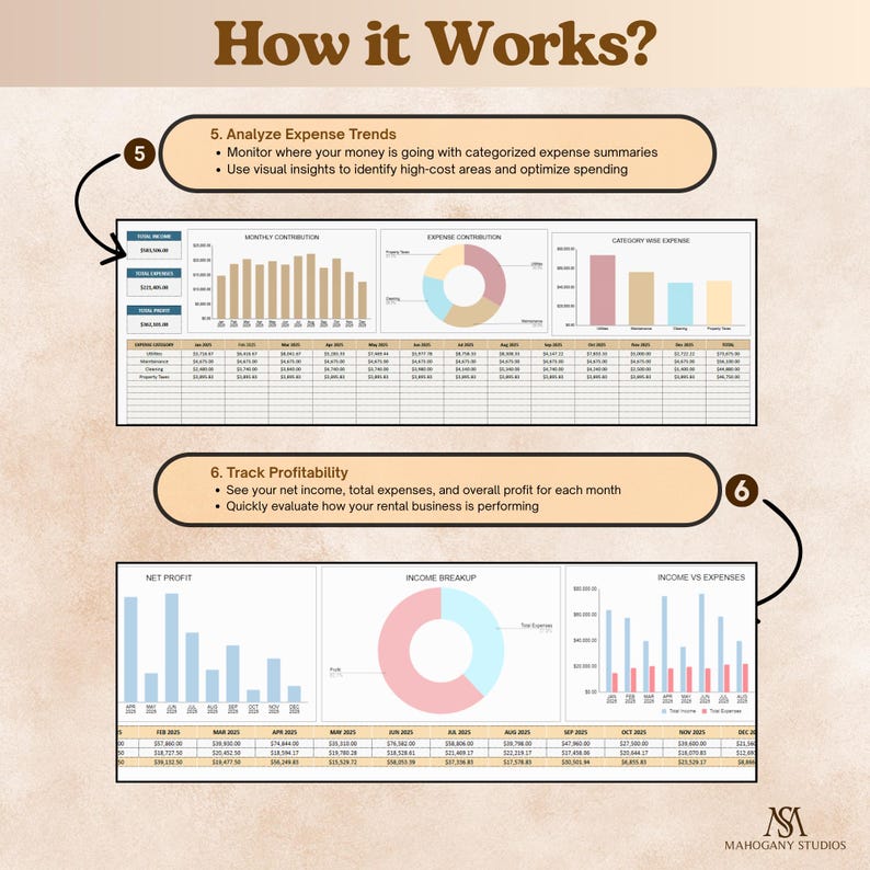 Airbnb Income and Expense Tracker Excel Light Mode Rental Property Spreadsheet Profit Loss Bookkeeping Property Management Planner