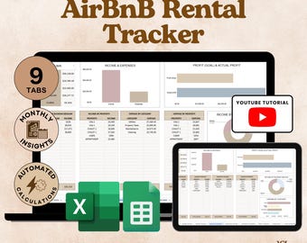 Airbnb Spreadsheet Google Sheets Excel, Airbnb Bookkeeping Income and Expense Tracker Profit and Loss Rental Property Management