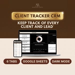 Client Tracker Google Sheets Dark Mode CRM Spreadsheet, Customer Relationship Management for Small Business