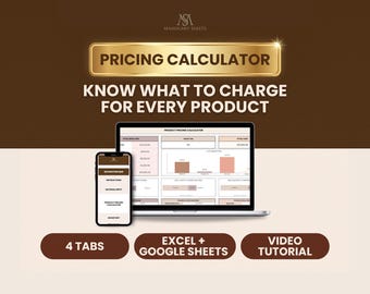 Foglio di calcolo per il calcolo dei prezzi (Google Sheets Excel), costo del prodotto, margine di profitto e punto di pareggio.
