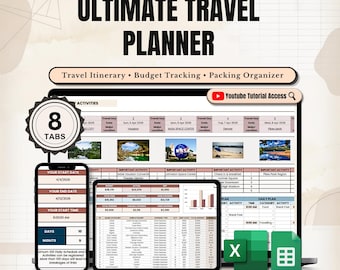 Reiseplaner Google Sheets Excel Reiseplan Packliste Tabellenvorlage Digitaler Familienurlaubsplaner Dashboard