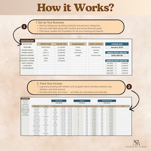 Airbnb Income and Expense Tracker Excel Light Mode Rental Property Spreadsheet Profit Loss Bookkeeping Property Management Planner