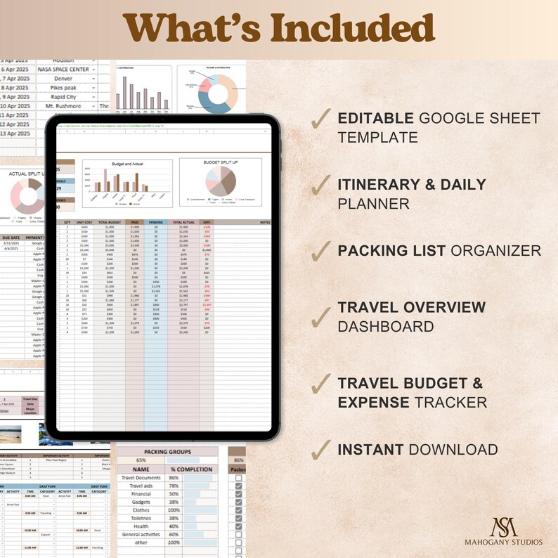 Travel Planner Spreadsheet Excel Google Sheets Trip Planner Itinerary ...