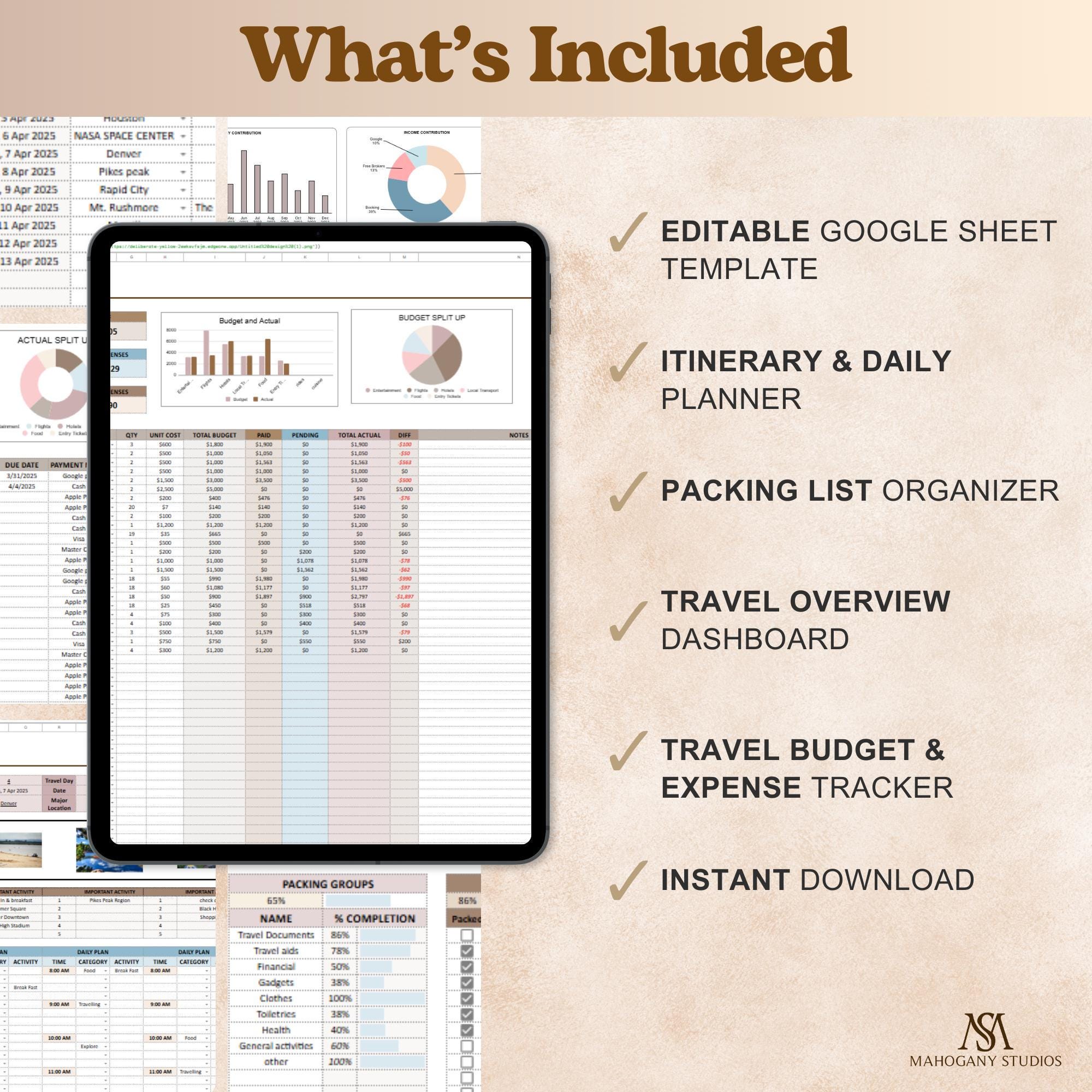 Travel Planner Spreadsheet Excel Google Sheets Trip Planner Itinerary ...