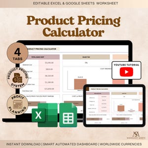 Produktpriskalkylator Excel Google Sheets Vinstkalkylator Kostnadsfördelning Prissättningsverktyg Etsy Sellers Handgjort prissättningskalkylblad