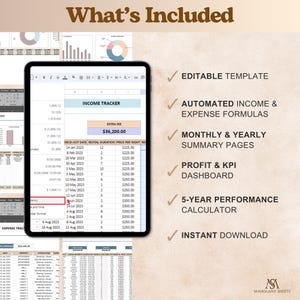 Airbnb Income and Expense Tracker Excel Light Mode Rental Property Spreadsheet Profit Loss Bookkeeping Property Management Planner