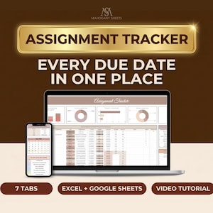 Planificador de tareas para Google Sheets y Excel, hoja de cálculo planificadora para estudiantes universitarios con horario de clases.