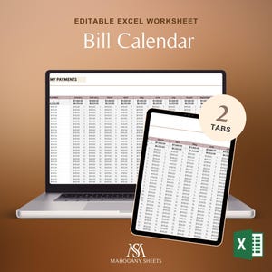 Bill Tracker Spreadsheet Excel Payment Schedule Bill Calendar Budget Organizer Monthly Bills Dashboard Annual Overview Tool