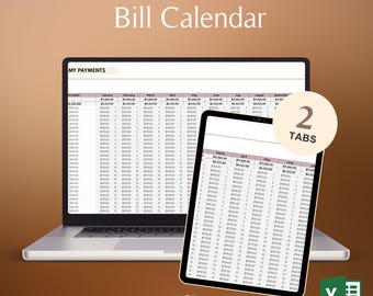 Bill Tracker Spreadsheet Excel Payment Schedule Bill Calendar Budget Organizer Monthly Bills Dashboard Annual Overview Tool