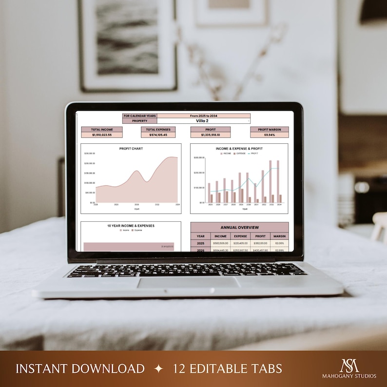 Landlord Rental Property Tracker Spreadsheet | Rental Income Expense Tracker Excel Google Sheets | Property Management Rental Tracker Profit