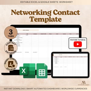 Networking Contact Tracker Excel Spreadsheet Contact Manager Relationship Tracker Follow Up System Business Contacts Database Organizer