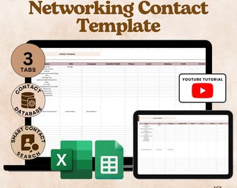 Networking Contact Tracker Excel Spreadsheet Contact Manager Relationship Tracker Follow Up System Business Contacts Database Organizer