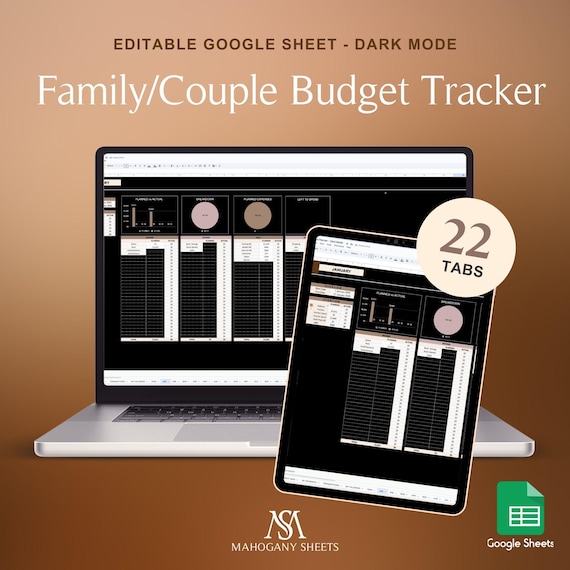 Family Budget Spreadsheet Google Sheets Dark Mode Couple Budget Planner Monthly Annual Budget Tracker Bill Calendar Debt Net Worth Tracker