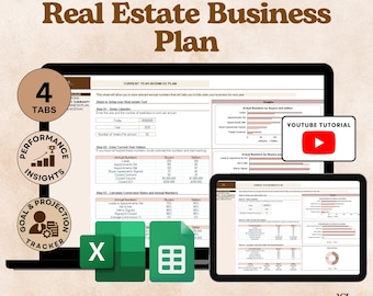 Real Estate Business Plan Spreadsheet Excel Google Sheets Goal Setting Sales Planning Agent Performance Yearly Planning Template