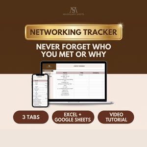 Networking Tracker Excel and Google Sheets, Contact Manager Spreadsheet with Search, Personal CRM Template