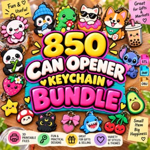 850 Can Opener Keychain STL + 3MF Mega Bundle, 2-in-1 Functional Can Tab Openers, Cute 3D Printable Accessories, Digital Download