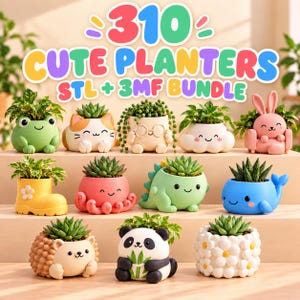310 Animal Planters STL + 3MF Bundle, 3D Printable Succulent Pots