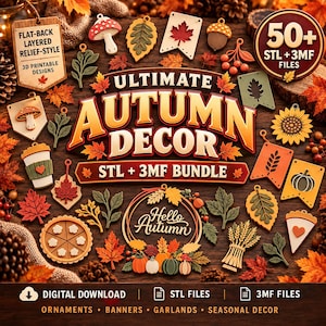 Meer dan 50 3D-printbestanden voor de herfst, bundel met STL-bestanden voor herfstdecoratie (digitale download)