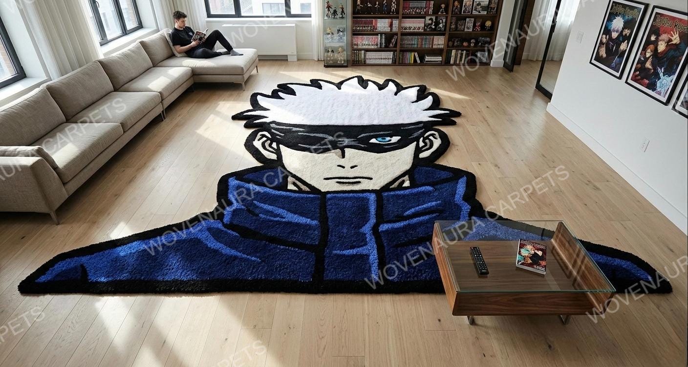 Gojo Satoru Jujutsu Kaisen Hand Tufted Rug | Anime Gaming, Custom Anime ...