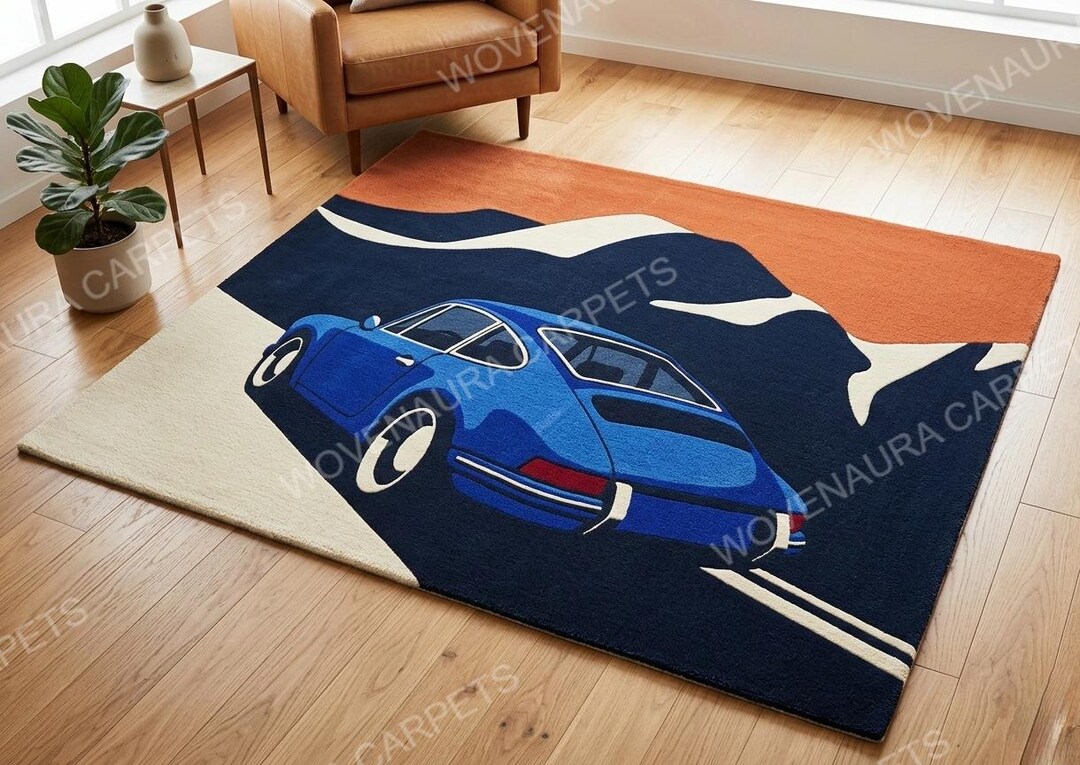Hand-tufted Porsche 911 Car Mountain Drive Rug - Etsy
