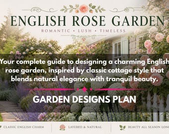 PDF tuinplan Engelse rozencottage | Afdrukbare lay-out bloembed | Meerjarig tuinontwerp | Doe-het-zelf landschapsarchitectuur (digitale download)