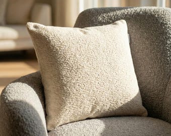 Cream Boucle Pillow Cover, Sherpa Teddy Cushion, Winter Nordic Decor, Hygge Sofa Throw