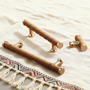 Leather Wrapped Cabinet Pull, Wardrobe Handle, Pull For Furniture
