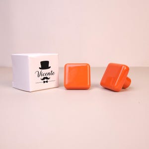 Square Ceramic Drawer Knob, Orange Kitchen Cupboard Handle