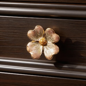 Pink Flower Drawer Knob, Blue Flower Cabinet Handle, Dresser Knobs