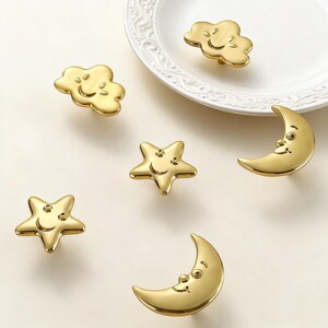 Tirador de latón con forma de estrella para cajón, tirador para armario infantil, tiradores con forma de nube.