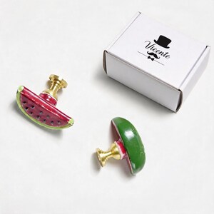Kid Room Cabinet Knobs, Watermelon Slice Drawer Knob, Ceramic Handle Pull