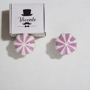 Striped Ceramic Drawer Knob, Brass Pumpkin Cabinet Handle, Purple Closet Knobs