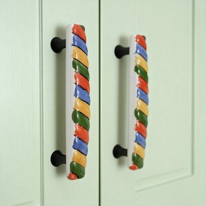 Decorated Colorful Candy Cabinet Pull, Ceramic Handle, Closet Pulls
