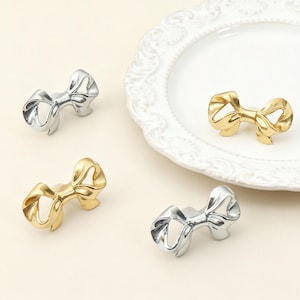 Girls Room Closet Knob, Brass Bow Dresser Knobs, Nursery Drawer Handle