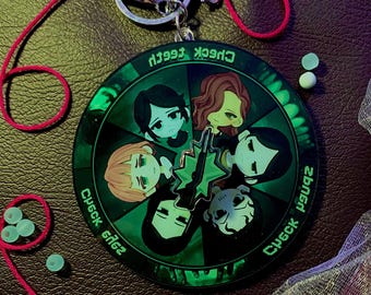 No I'm Not a Human inspired decision wheel keychain