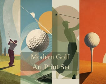 Mid Century Modern Golf Art Print Set, Retro Sports Decor (Digital Download)