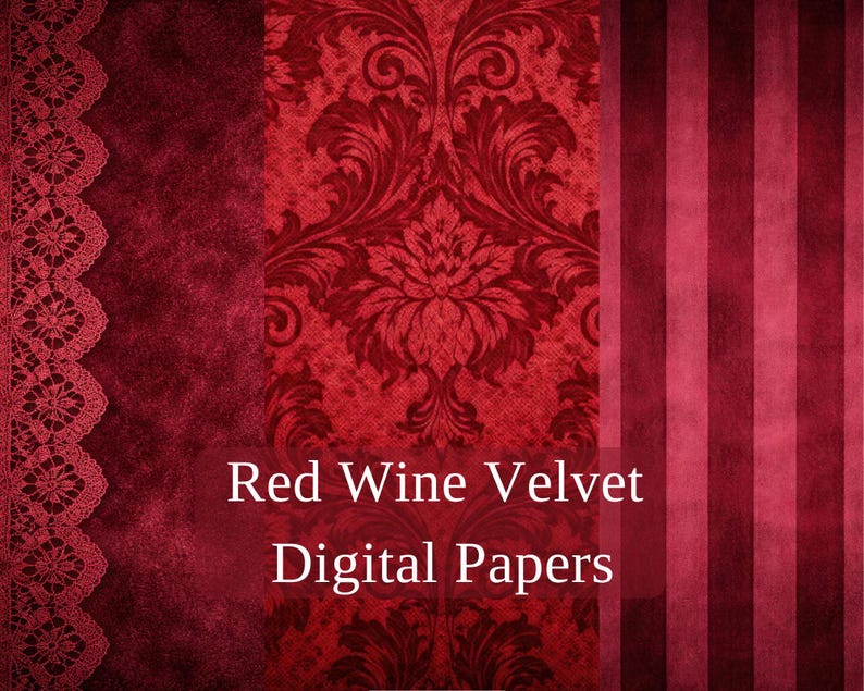 Red Wine Velvet Digital Paper Pack, Elegant Textures (24 JPG) (digital ...