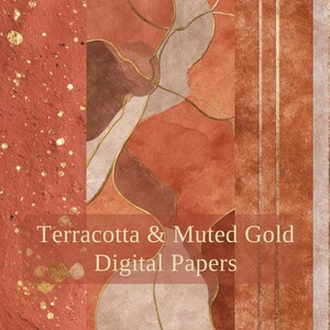 Terracotta & Muted Gold Digital Papers | Luxury Abstract Backgrounds | Warm Earthy Textures | Elegant Printable Set