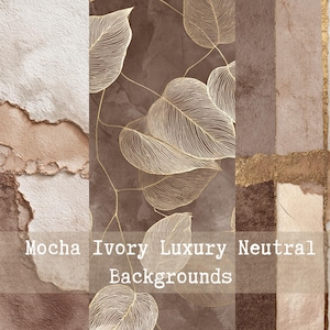 Sfondi neutri di lusso color avorio moka – Texture botaniche astratte (download digitale)