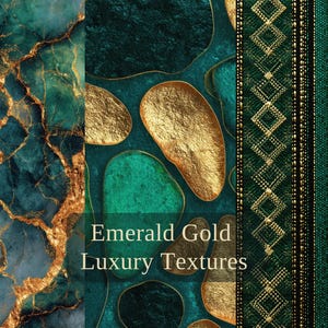 Texture marmoree botaniche Art Déco color oro smeraldo / Carte digitali di lusso (4:5)